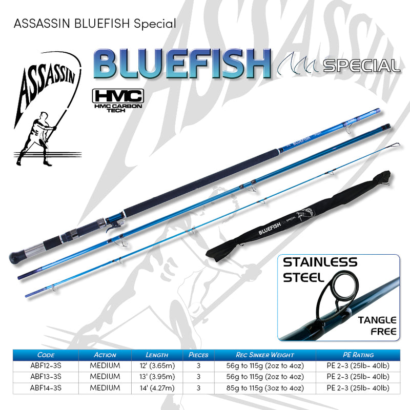 Assassin Rods: Sierra, Kob Special, Blue Fish, Evo, Penn Allegiance 3